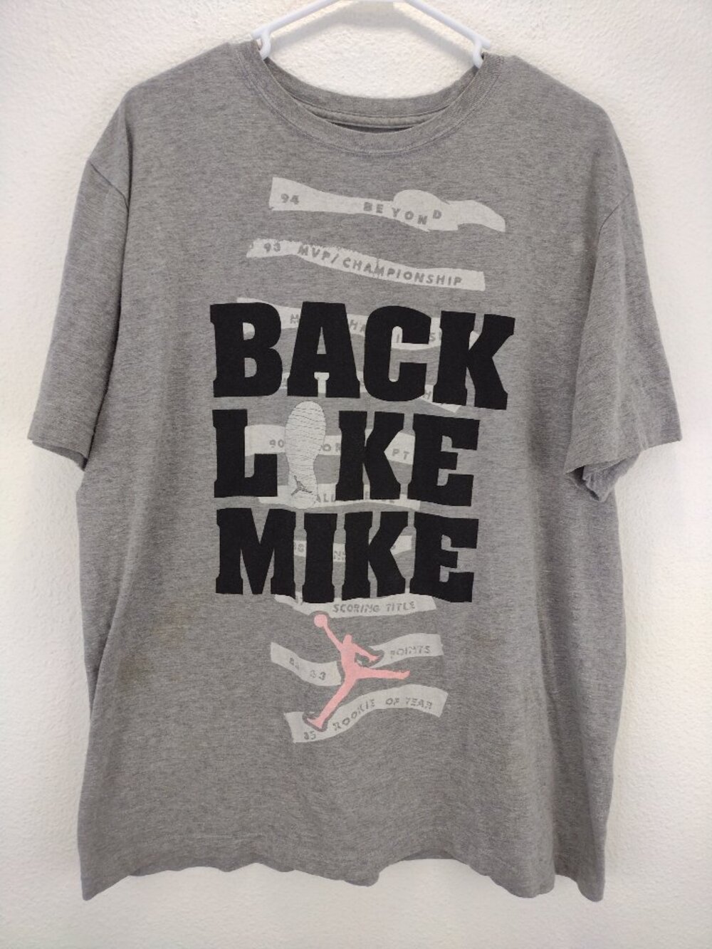 Jordan Nike Men's T-Shirt Gray XL Back Like Mike